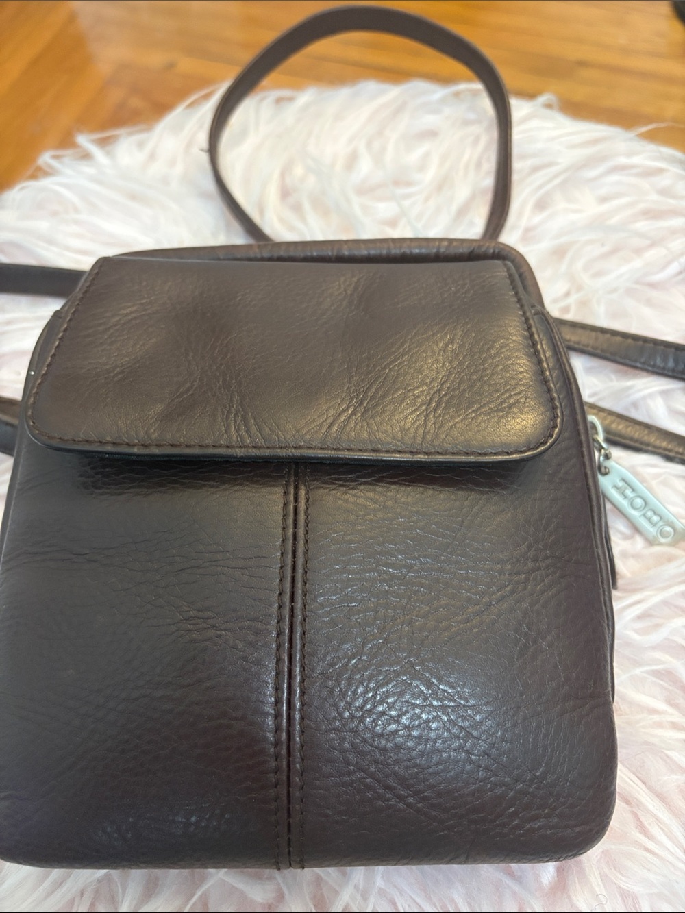 HOBO brand Small Leather Crossbody Bag in Dark Brown